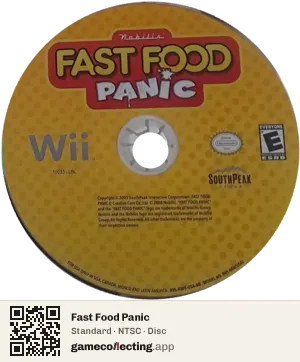 Fast Food Panic Nintendo Wii, NTSC disc