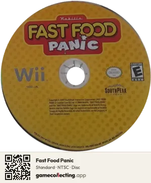 Fast Food Panic Nintendo Wii, NTSC disc
