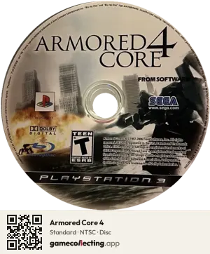 Armored Core 4 PlayStation 3, NTSC disc