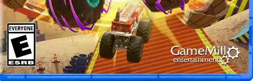 Hot Wheels Monster Trucks: Stunt Mayhem, the ESRB box on its front