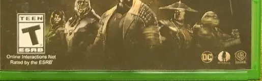 Injustice 2, the ESRB box on its front