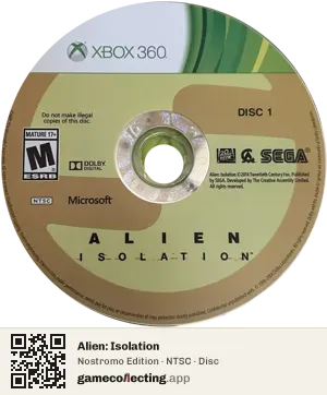 Alien: Isolation Xbox 360, NTSC disc