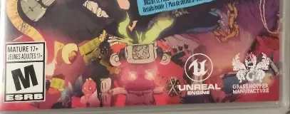 Travis Strikes Again: No More Heroes, the ESRB box on its front