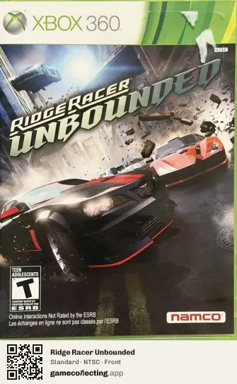 Ridge Racer Unbounded Xbox 360, NTSC box front