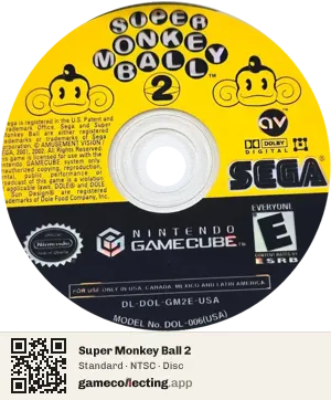 Super Monkey Ball 2 Nintendo GameCube, NTSC disc