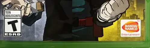 My Hero One's Justice, the ESRB box on its front