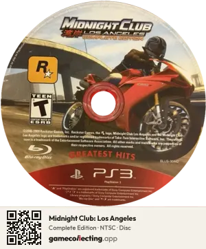 Midnight Club: Los Angeles PlayStation 3, NTSC disc