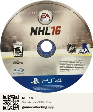 NHL 16 PlayStation 4, NTSC disc