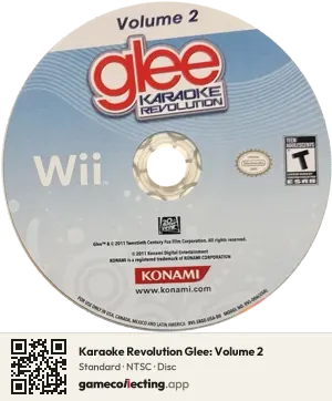 Karaoke Revolution Glee: Volume 2 Nintendo Wii, NTSC disc