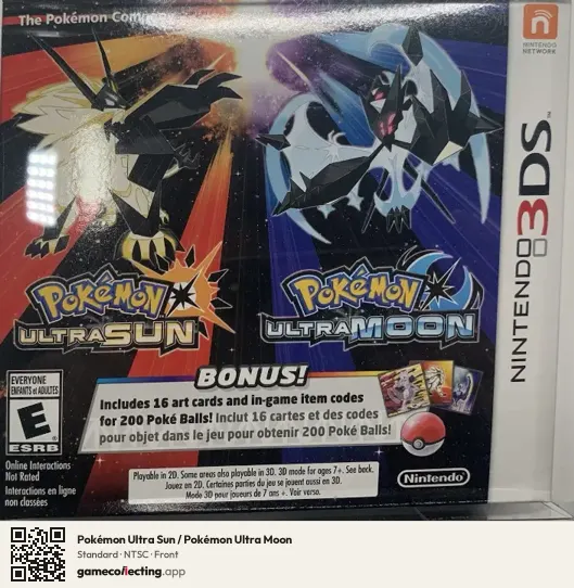 Pokémon Ultra Sun / Pokémon Ultra Moon Nintendo 3DS, NTSC box front