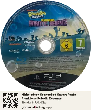 Nickelodeon SpongeBob SquarePants: Plankton's Robotic Revenge PlayStation 3, PAL disc