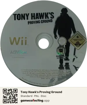 Tony Hawk's Proving Ground Nintendo Wii, PAL disc