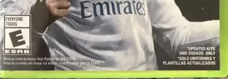 FIFA 18, the ESRB box on its front