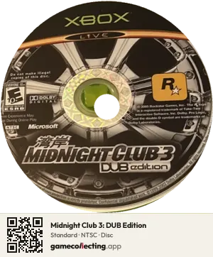 Midnight Club 3: DUB Edition Xbox, NTSC disc