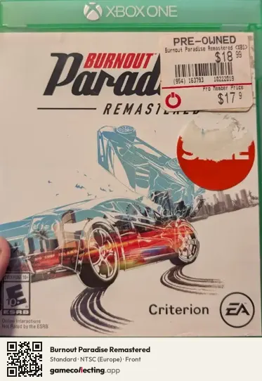 Burnout Paradise Remastered Xbox One, Europe box front