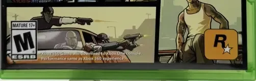 Grand Theft Auto: San Andreas, the ESRB box on its front