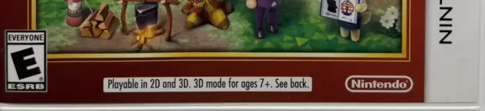 Animal Crossing: New Leaf - Welcome amiibo, the ESRB box on its front