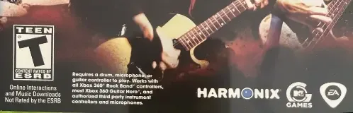 Green Day: Rock Band, the ESRB box on its front