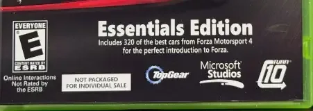 Forza Motorsport 4, the ESRB box on its front