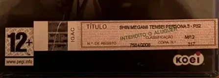 Shin Megami Tensei: Persona 3, the PEGI square on its front