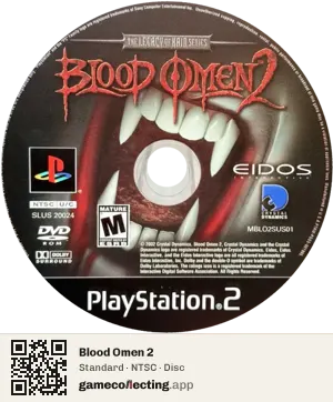 Blood Omen 2 PlayStation 2, NTSC disc