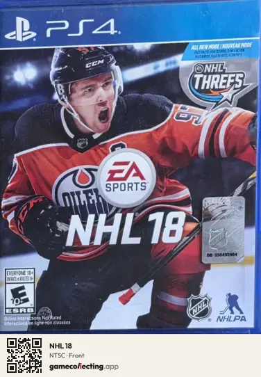 NHL 18 PlayStation 4, NTSC box front