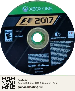 F1 2017 Xbox One, NTSC disc
