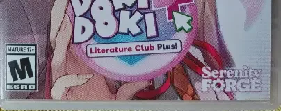 Doki Doki Literature Club Plus!, the ESRB box on its front