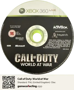 Call of Duty: World at War Xbox 360, PAL disc