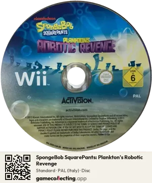 SpongeBob SquarePants: Plankton's Robotic Revenge Nintendo Wii, PAL disc