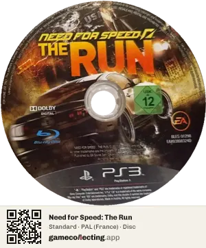 Need for Speed: The Run PlayStation 3, PAL disc