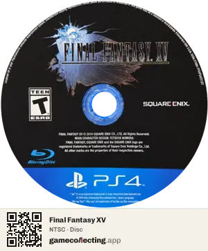 Final Fantasy XV PlayStation 4, NTSC disc