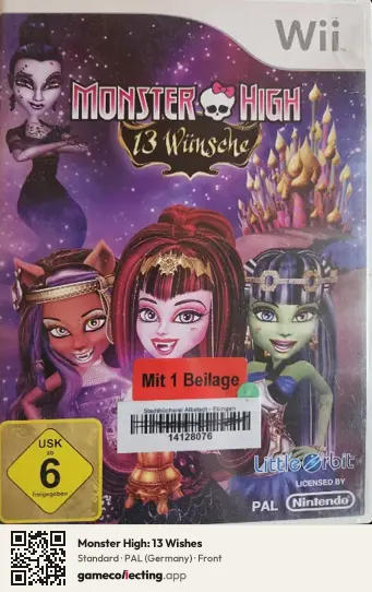 Monster High: 13 Wishes Nintendo Wii, Germany box front