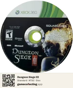 Dungeon Siege III Xbox 360, NTSC disc