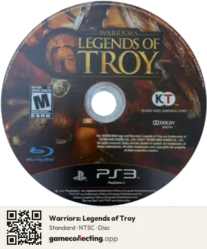 Warriors: Legends of Troy PlayStation 3, NTSC disc