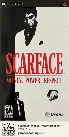 Scarface: Money. Power. Respect. PlayStation Portable, NTSC box front