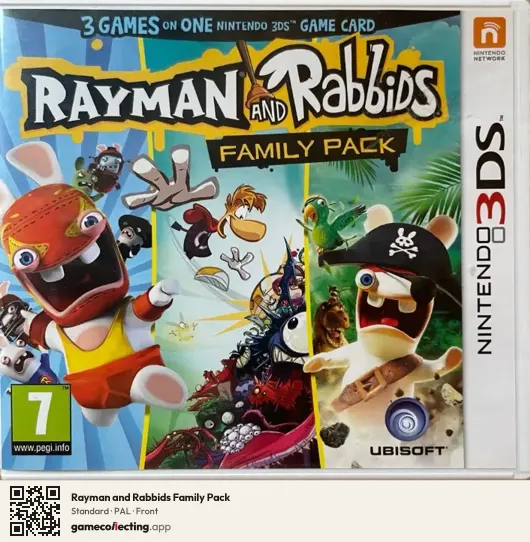 Rayman and Rabbids Family Pack Nintendo 3DS, PAL box front