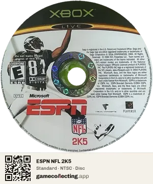 ESPN NFL 2K5 Xbox, NTSC disc