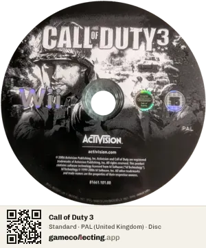 Call of Duty 3 Nintendo Wii, PAL disc