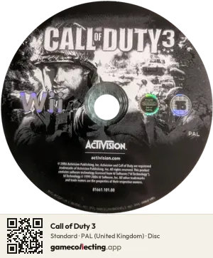 Call of Duty 3 Nintendo Wii, PAL disc
