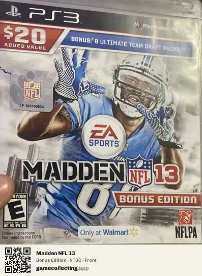Madden NFL 13 PlayStation 3, NTSC box front