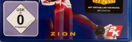 NBA 2K21, the USK square on its front
