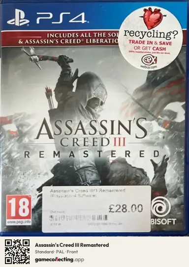 Assassin's Creed III Remastered PlayStation 4, PAL box front
