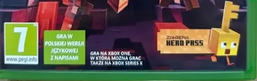 Minecraft Dungeons, the PEGI square on its front