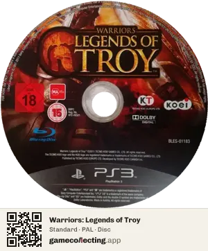 Warriors: Legends of Troy PlayStation 3, PAL disc