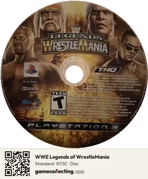 WWE Legends of WrestleMania PlayStation 3, NTSC disc