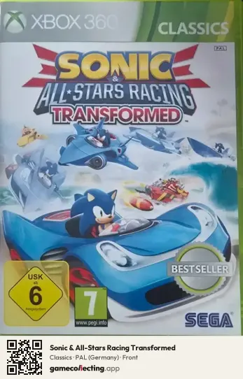Sonic & All-Stars Racing Transformed Xbox 360, Germany box front