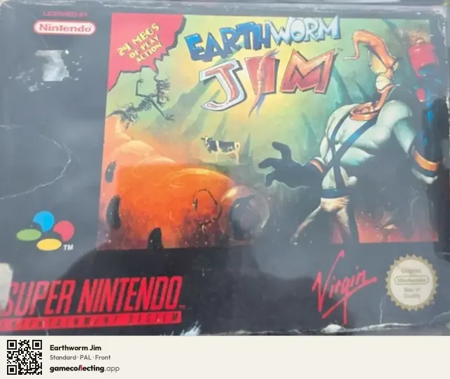 Earthworm Jim Super Nintendo Entertainment System, PAL box front