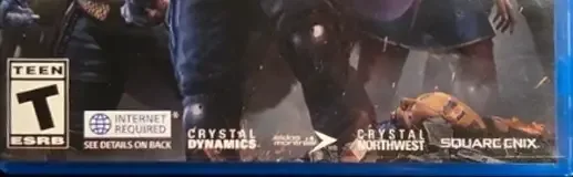Marvel's Avengers, the ESRB box on its front