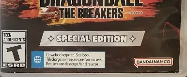 Dragon Ball: The Breakers, the ESRB box on its front